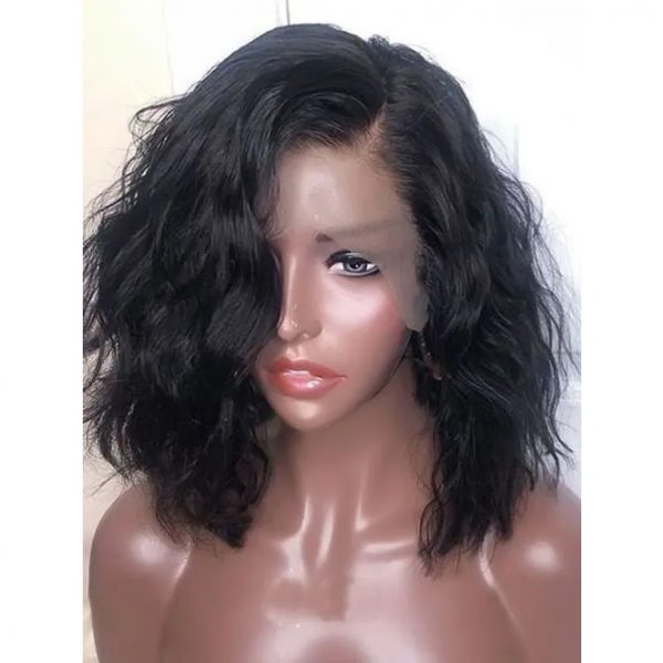 Sistershairstyle Virgin Human Hair Pre Plucked Wavy Bob Lace Front Wigs (SHS0303)