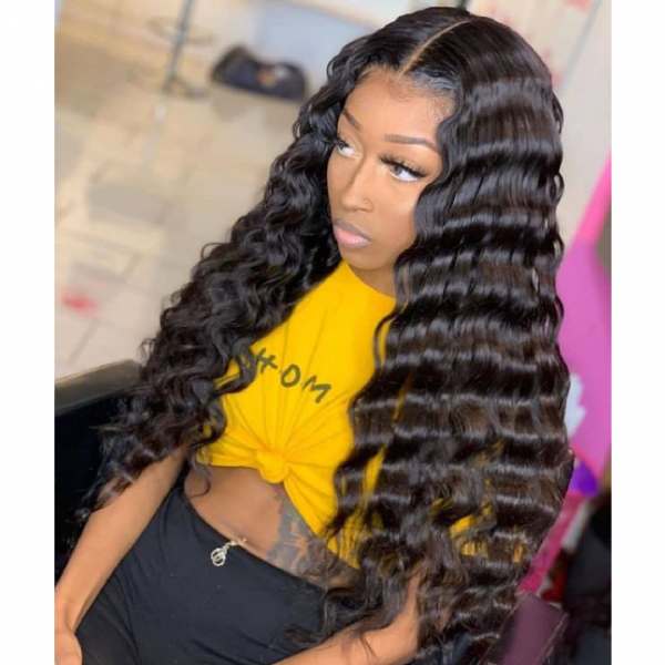 Sistershairstyle Bleached Knots Deep Wave Human Hair Lace Front Wigs Pre Plucked Hairline Glueless Full Lace Wigs(SHS0180)